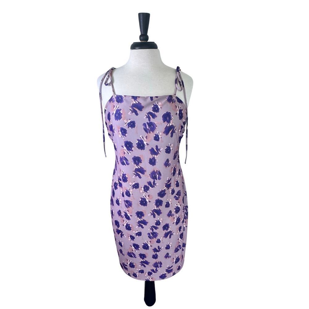 Floral Tie-Strap Mini Dress in Lavender and Purple